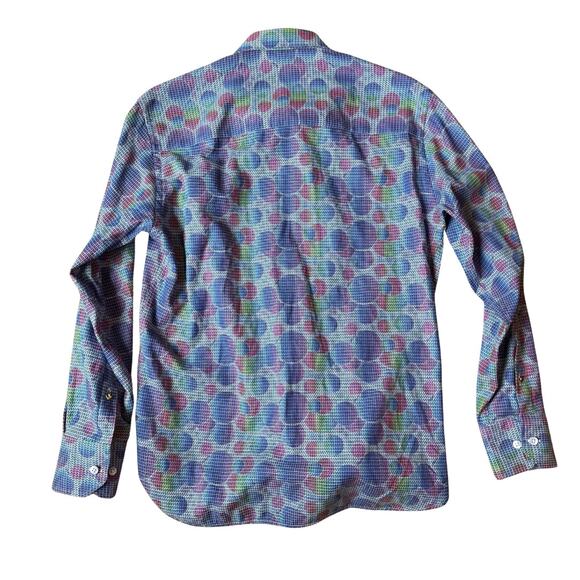 Visconti Black Multi Colored Bubble Mens Button Down Collared Dress Shirt Small - Picture 2 of 7